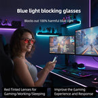 Anti Blue Light Gaming Glasses with Red Tinted Lenses Better Sleep Men Women anti Eye Strain Protection for Computer Screens
